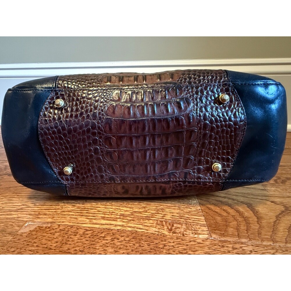Vintage BRAHMIN Cecilia Black Tuscan Moc Croc Satchel Shoulder Purse 4471BK - Picture 10 of 16